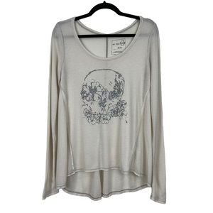 We The Free Thermal Top Size M Oatmeal Skull Bling Tunic
